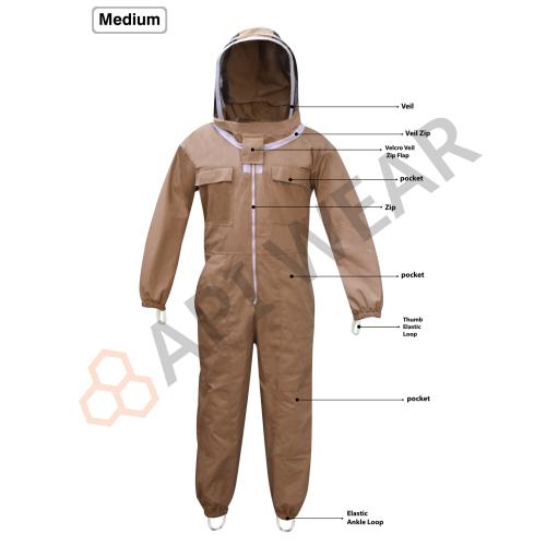 MEDIUM SIZE BROWN COLOR KIT THREE LAYERS MESH BEEKEEPING BEE VENTILATED COOL